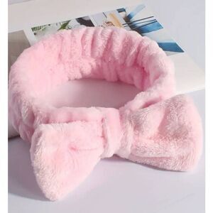 Ladies Plush Pink Headband for Washing Face and Make-Up